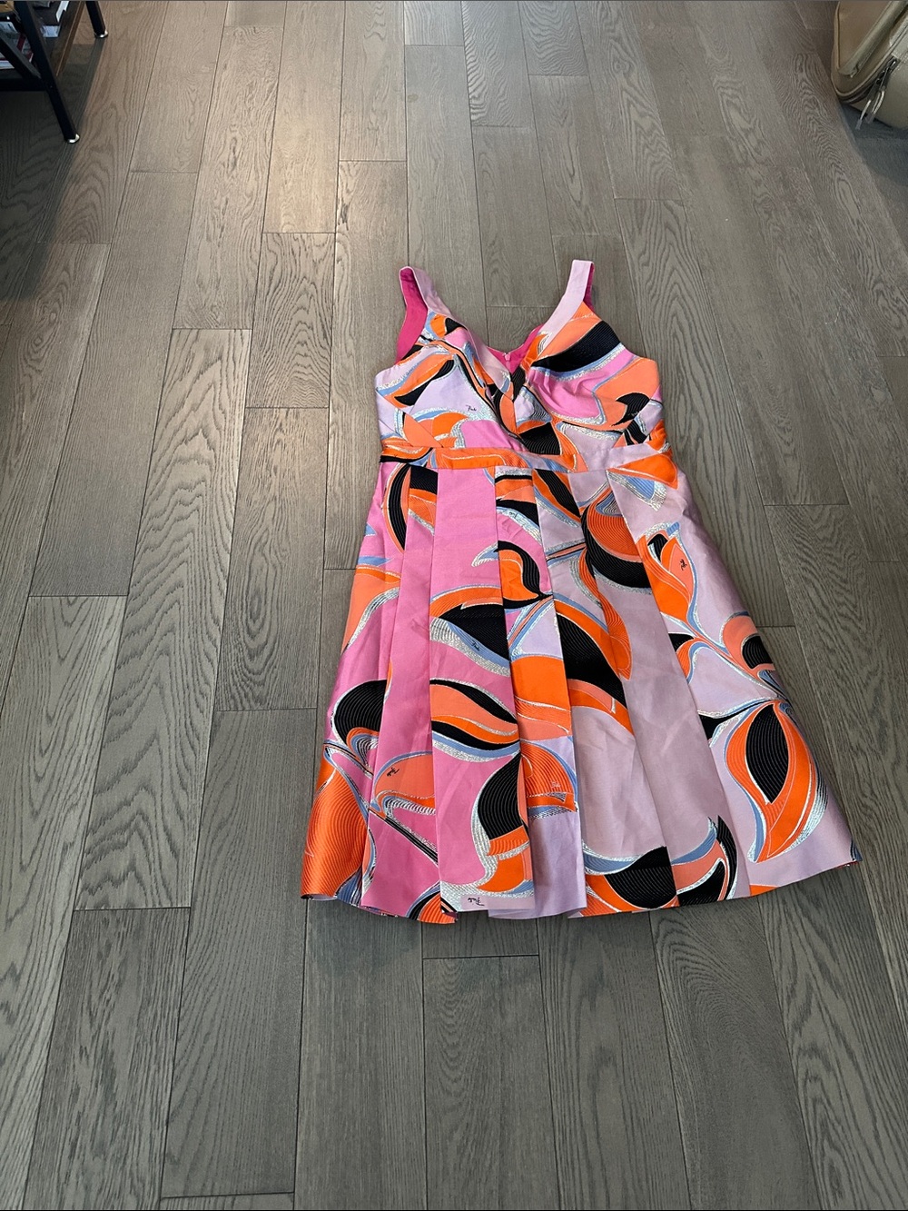 Emilio Pucci Pink, Orange & Black Abstract-Print Mini Dress